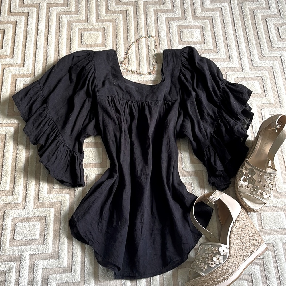BOHO RUFFLE SLEEVE TOP - Picture 2 of 11